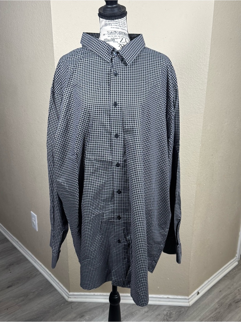 Murano Black and White Micro-Check Dress Shirt